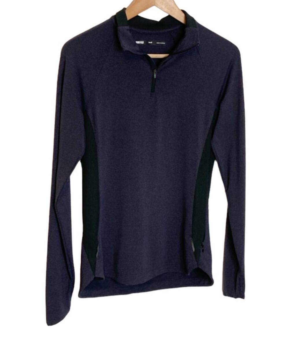 REI CoOp Women's Quarter Zip Pullover Shirt Size Small Black Purple Long Sleeve